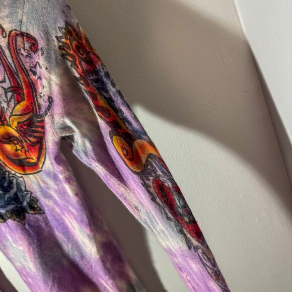 Ultra Rare Y2K The Great China Wall Tie Dye Sugar Skull Tattoo Graphic XS/S - Picture 4 of 10